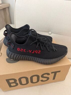 adidas Kids Black Sneakers with Red Stripe Detail